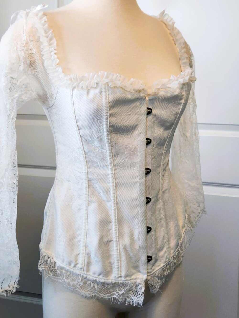 Steampunk Style Lace Off Shoulder Long Sleeve Corset Size XL - Picture 4 of 7